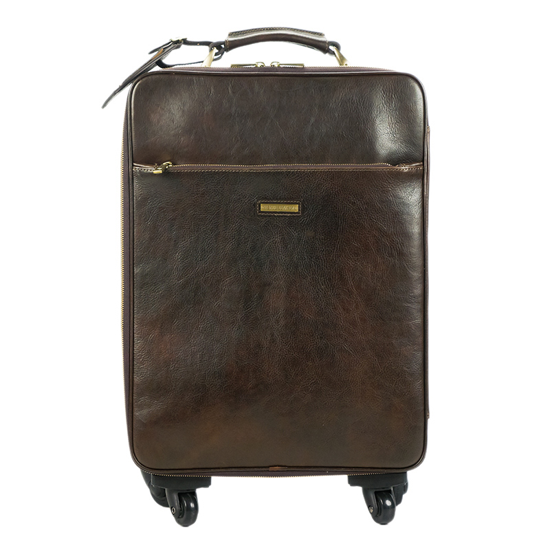 VALENTINO-Unisex genuine leather trolley/hand luggage with double zip  closure | Venice Leather