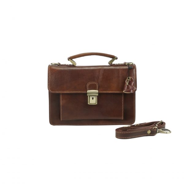 TUSCANY-Unisex handmade leather handbag with key buckle closure and  shoulder strap | Venice Leather