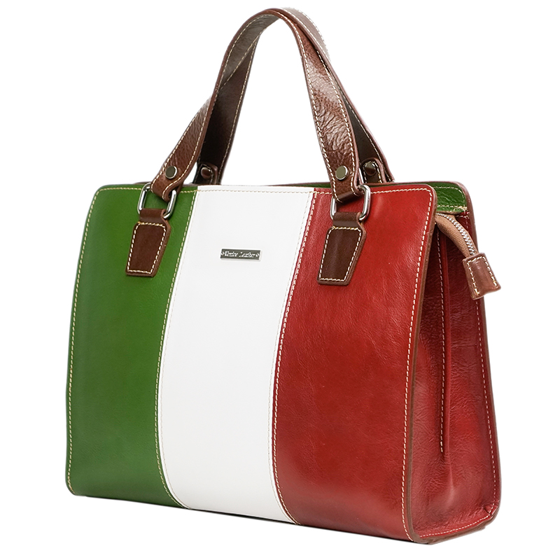 ELVIRA- Women's handmade leather handbag with italian flag and shoulder  strap | Venice Leather