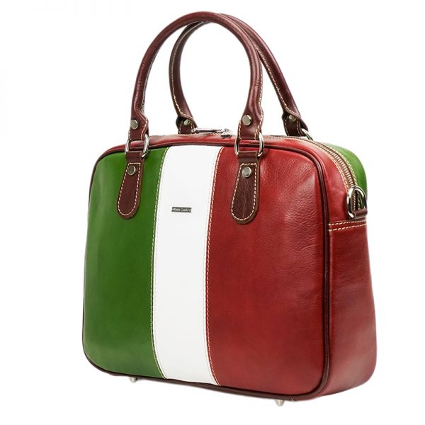 PADOVA-Women's handmade leather handbag with italian flag handles and  shoulder strap | Venice Leather