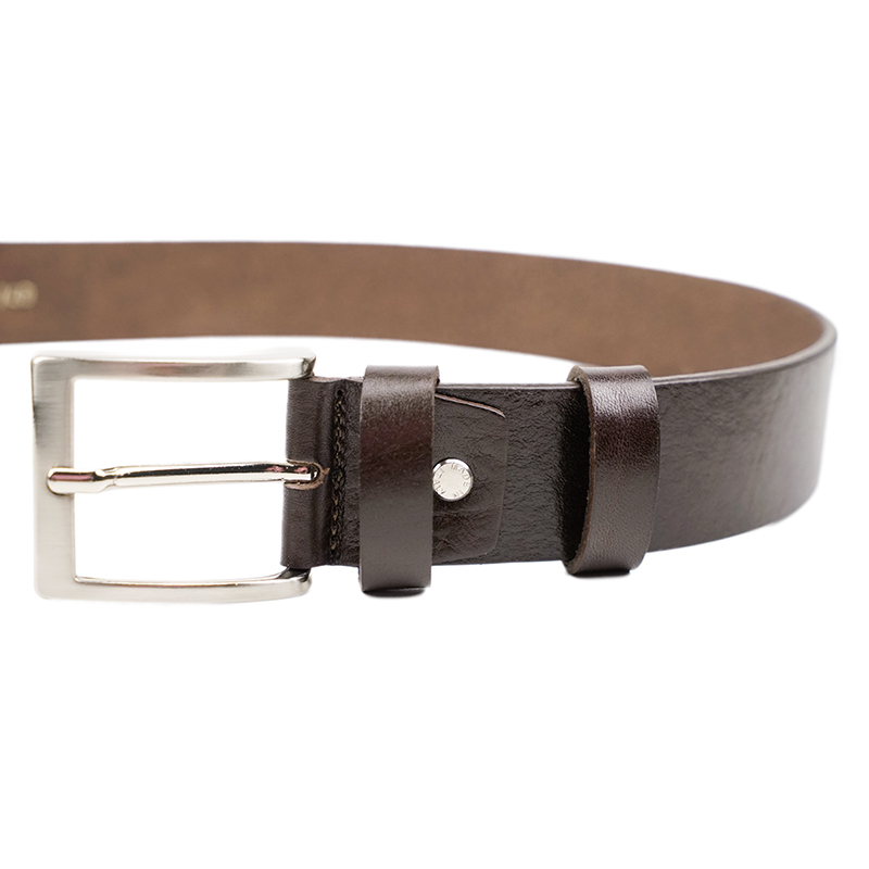 DIEGO-Men's handmade genuine leather plain belt with metal buckle ...