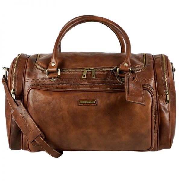 MICHELE NEW-handmade genuine leather travel bag with zip closure and  shoulder strap | Venice Leather